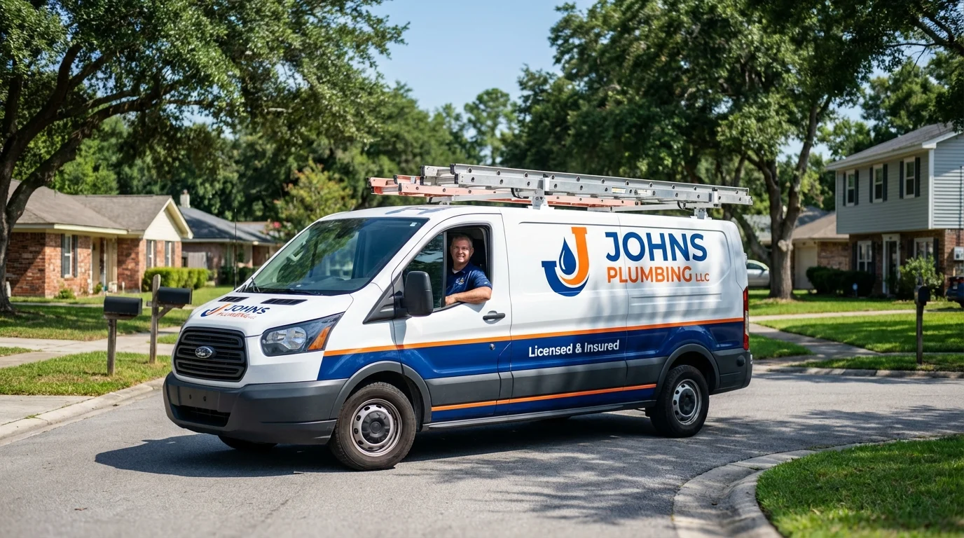 Johns Plumbing LLC service van in West Milford, NJ