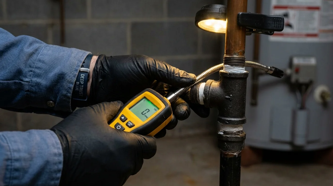 Gas leak detection with electronic sniffer by Johns Plumbing LLC in West Milford