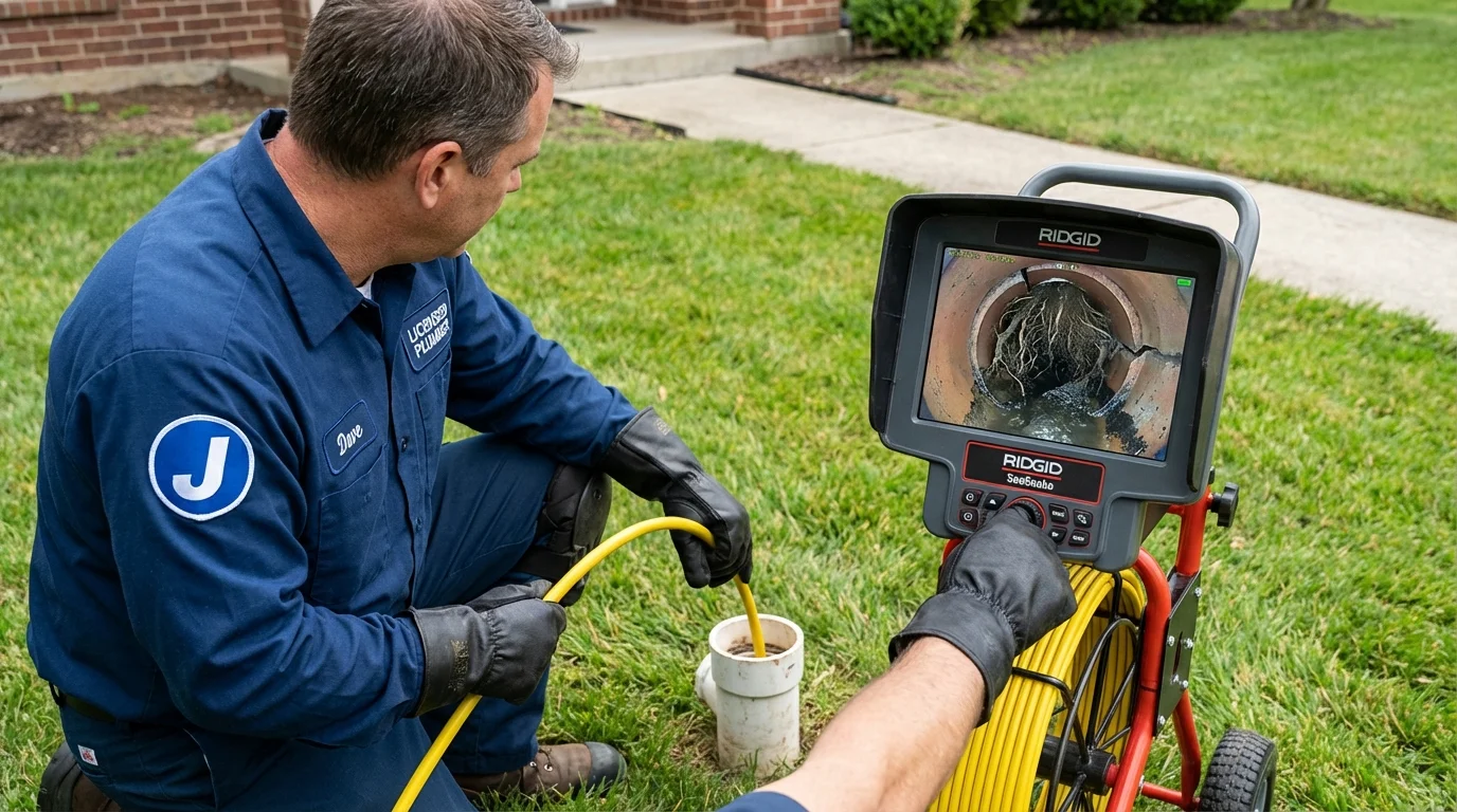 Sewer camera inspection being performed by Johns Plumbing LLC in West Milford